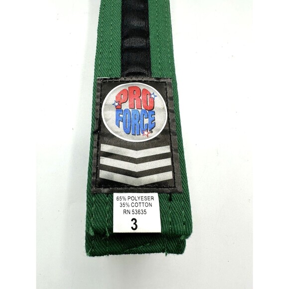 ProForce Double Wrap Solid Karate Martial Arts Belt Green/Black Stripe SIZE 3 - Picture 2 of 5